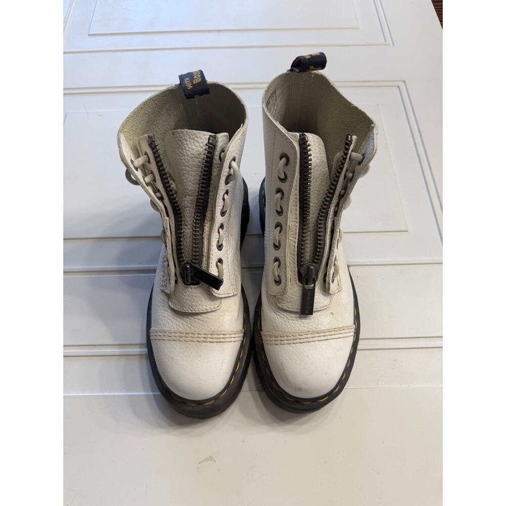 Doc Dr. Martens Womens Sz 8 White Sinclair Platform Zip Leather Boots - Picture 2 of 7
